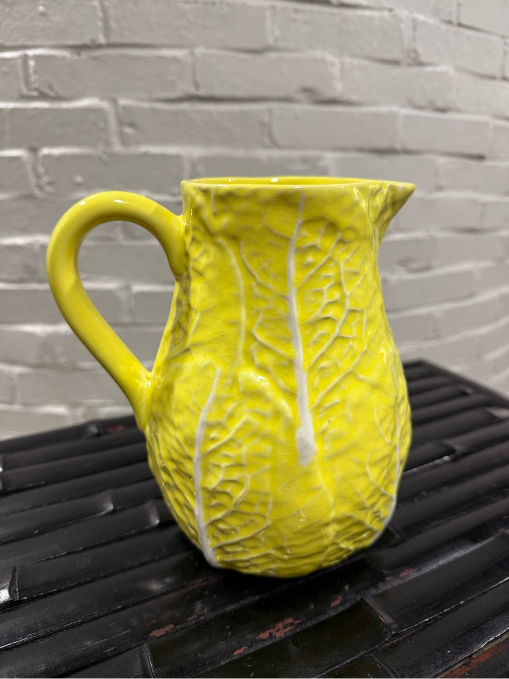 Vintage Secla Yellow Cabbage Ceramic Pitcher